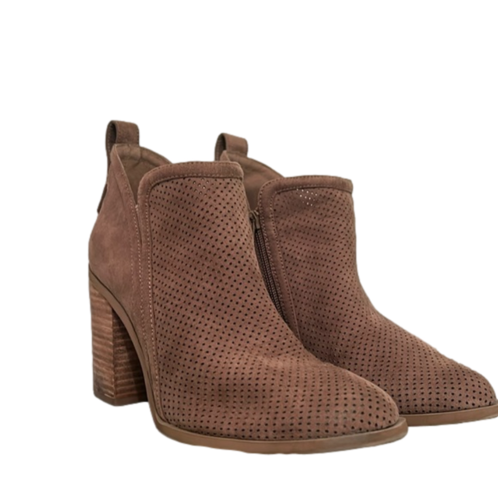 Madden Girl Boots Womens 8 M Evita Ankle Bootie Brown Perforated Pull On Casual